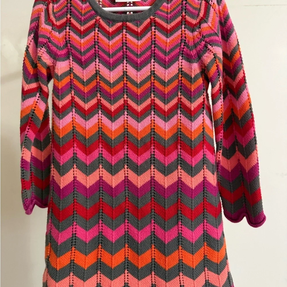 Hanna Andersson Flamestitch Chevron Sweater Dress